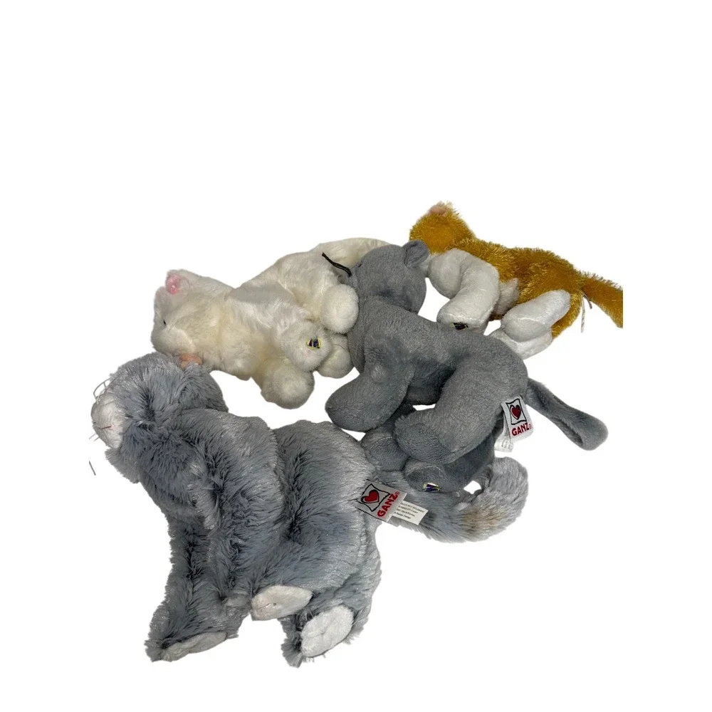 Ganz Webkinz Cat Plush Lot of 4 Ginger White Grey Tabby Stuffed Animal Toys